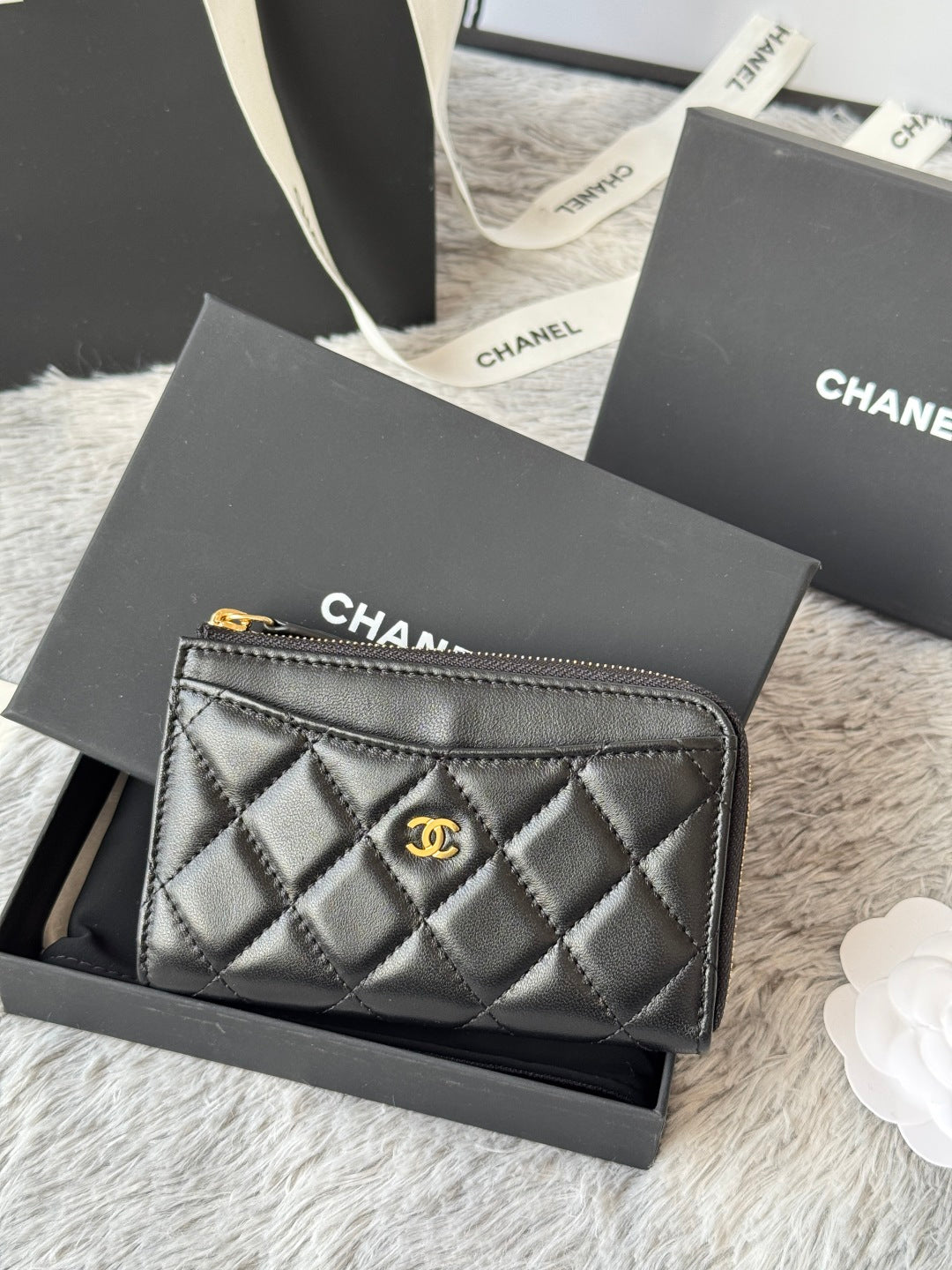 【シャネル】ミニマルな美しさ★ コイン＆カードケース ブラック AP3179