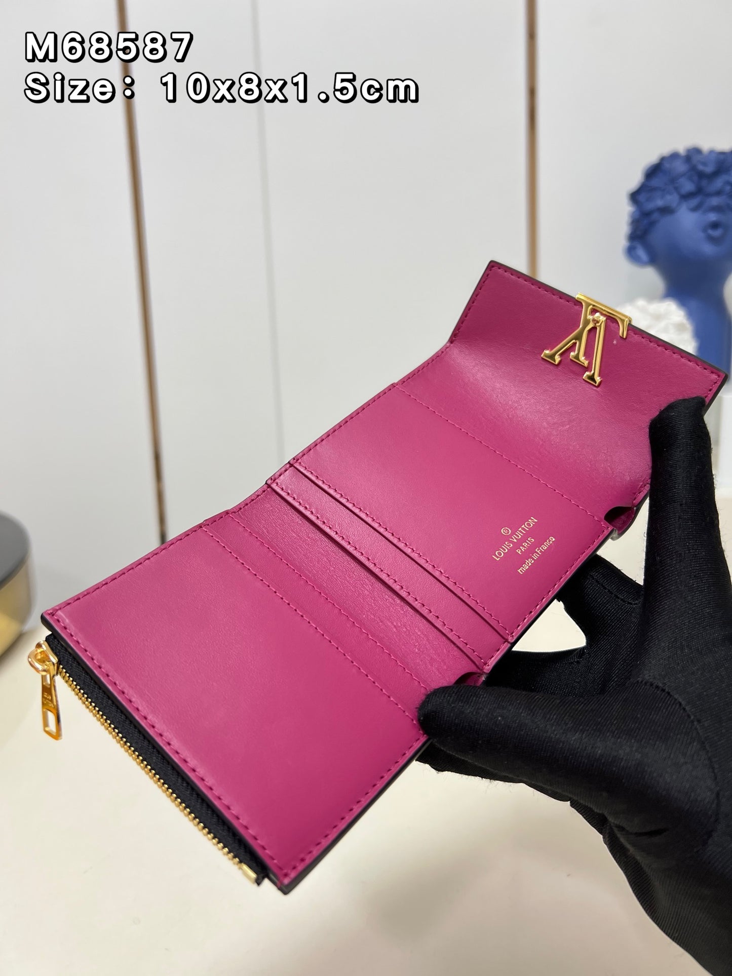 【ルイヴィトン】送料無料◆ポルトフォイユ・カプシーヌ牛革3つ折り財布M68587