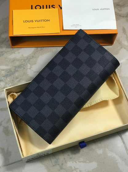 【ルイヴィトン】黒のチェス盤  長財布ブラッザ N62665